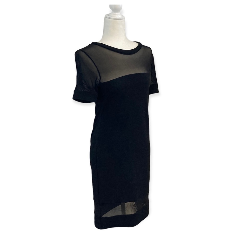 Bozzolo Mesh Detail Black Short Dress Women’s Large
